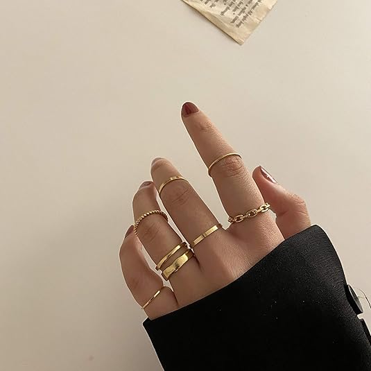 FAXHION Gold Knuckle Rings Set for Women Snake Chain