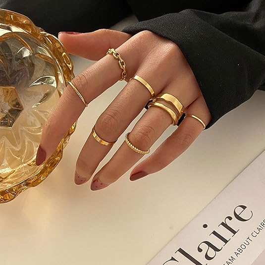 FAXHION Gold Knuckle Rings Set for Women Snake Chain