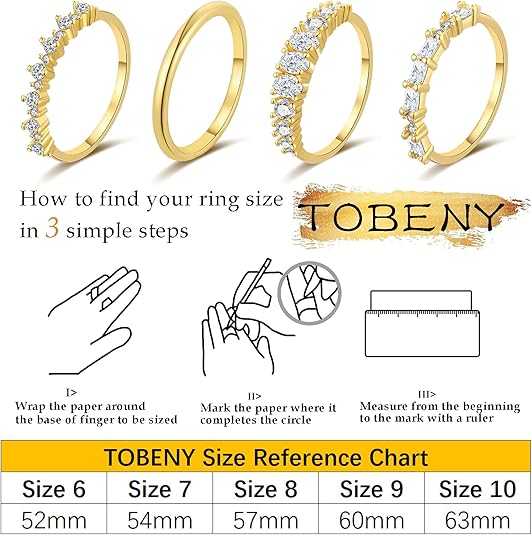 TOBENY Stackable Gold Rings for Women